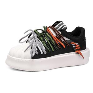 NANJIREN Амортизирующие, износостойкие, легкие, дышащие, увеличивающие рост лоу-топ скейтборд кроссовки мужские - черные, цвет Black