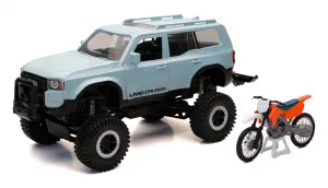 Модель Toyota Land Cruiser 250 с внедорожным мотоциклом в масштабе 1:18 New Ray Toys