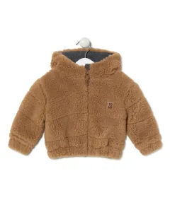 Детское пальто с капюшоном из овечьей шерсти Tous, песочный