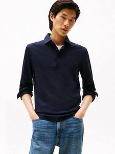 Смарт-кэжуал хлопковая поло с длинными рукавами Tommy Hilfiger