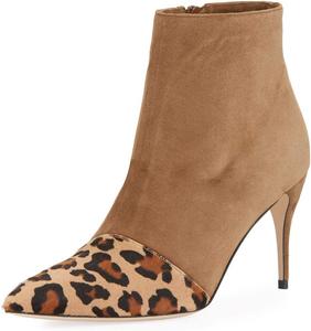 Женские ботильоны FOWT Leopard с носком типа кап, на низком каблуке, короткие ботинки, двухцветные туфли-лодочки на шпильке с боковой молнией, модные, для осени и зимы, для офиса, вечеринки и повседневной носки, размеры 4-15 M US