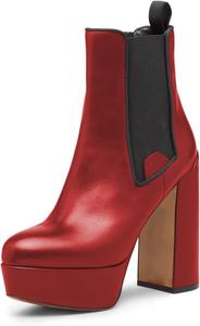 Женские ботильоны MISS на платформе Chelsea, закрытые, с округлым носком, массивные, на высоком каблуке, короткие, для офиса и вечеринки, размеры 37-44 Miss left, Red