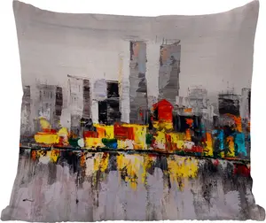 Подушка для улицы - Живопись - Горизонт - Цвета - Масляная краска - 40x40 см - Устойчива к атмосферным воздействиям - Подушка для отдыха - Подушка - Интерьер - Обивка с рисунком MuchoWow