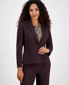 Компрессионная куртка с длинным рукавом на одной кнопке, Regular и Petite Kasper, коричневый