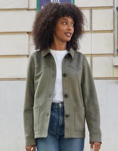 Замшевая куртка с отделкой в ​​виде кокетки Threadbare, оливкового цвета