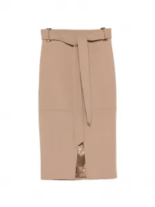 Миди-юбка с поясом Elisabetta Franchi, коричневый