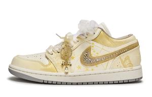 Кроссовки Air 1 Vintage баскетбольные женские низкие Beige/White/Gold Jordan, экрю золотой