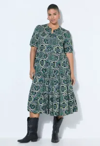 Alinie kachelprint volants halbarm day dress Studio Untold, Black