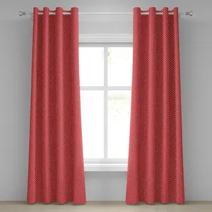 Шторы на люверсах ABAKUHAUS в стиле поп-арт 1950-х/60-х годов, большой белый горошек, винтажная картина на тему пикника, декоративные двухпанельные шторы, 280 см x 225 см, ярко-белый