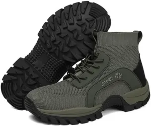 Мужские походные кроссовки для улицы с дышащей сеткой, для бега по тропам, удобные водонепроницаемые трекинговые туфли, легкие походные ботинки без шнурков для плавания и водных видов спорта Qacksv, зеленый