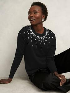 Свитер Theodora Gem Fair Isle из шерсти с добавлением других волокон Hobbs, Black