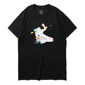 Футболка men's asian artist crossover series cartoon printing round neck short sleeve black Vans, черный