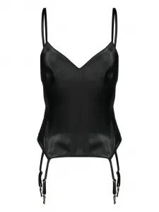 Шелковый топ на бретелях Maison Close, черный