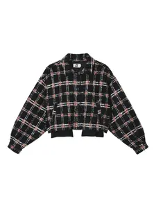 Клетчатая куртка с объемными рукавами Izzue, черный