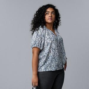 Блузка с буфами Plus size Simply Vera Vera Wang, Sm Blue Feather