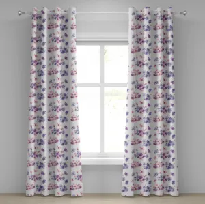Штора на люверсах ABAKUHAUS с акварельным рисунком, цветочный узор с цветущим свадебным букетом невесты, декоративная, двухпанельная, 280 см x 175 см, лавандово-фиолетово-розовая Abakuhaus
