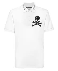 Футболка-Поло с изображением черепа и костей. Philipp Plein, белый
