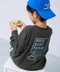 Футболка с длинным рукавом и крупным силуэтом дьявольской лабрадорши, Детская одежда. Размер 26SS Devirock, цвет 012-Game-Sumikuro