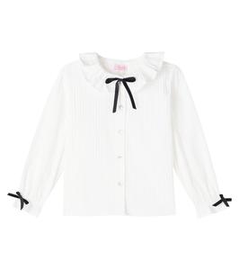 Полосатая хлопковая рубашка с бантом Betty La Coqueta, белый