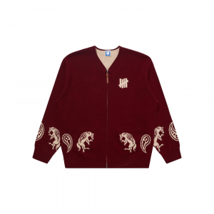 Вязаный кардиган унисекс с V-образным вырезом и умеренным вырезом Undefeated, красный