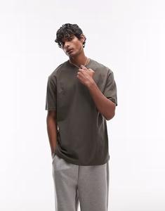 Футболка свободного кроя цвета хаки Topman