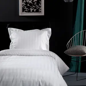 Постельное белье damai "Полосатый сатин", (2 шт.), качество сатина Mako, 100% хлопок, постельное белье и наволочка на молнии, охлаждающее летнее постельное белье, можно использовать круглый год, белый