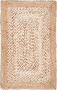Ковер SAFAVIEH, 77 x 122 см, Natural Fiber Collection, Natural & Ivory, ручной работы в стиле фермерский дом бохо прибрежный джут, идеально подходит для помещений с высокой проходимостью: прихожая, гостиная, спальня (NF885B)