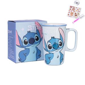 Керамическая кружка для дома и общежития Disney, Stitch[Includes Cherry Bear Sticker+Cup Cleaning Brush]