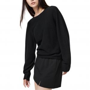 UNIQLO Трикотажный свитер женский черный с круглым вырезом Moderate