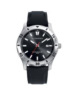Мужские часы Heat с 3 стальными стрелками и черным ремешком Viceroy, черный