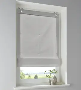 Римская штора Stig из 100% хлопка, однотонного серого цвета, непрозрачная, монтаж без сверления, с крючками на окно, ширина 100 x высота 140 см