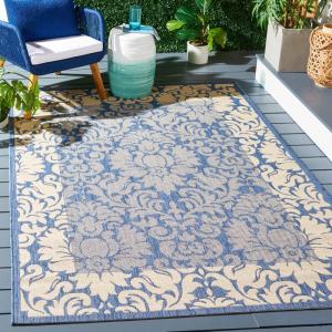 Ковер SAFAVIEH, 201 x 290 см, Washable Rug Outdoor Courtyard Collection - Blue & Natural, Non-Shedding & Easy Cleaning, для патио, заднего двора, прихожей (CY2727-3103)