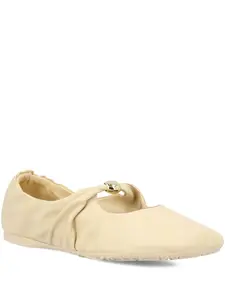 Балетки Pebble Soft с мягкими складками и узлом Loewe, нейтральный