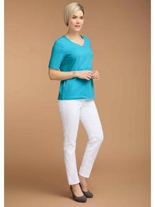 GOLDNER Размер S: Базовая хлопковая футболка с коротким рукавом бирюзового цвета