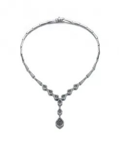 Ожерелье Dofee Drop из стерлингового серебра с микропаве из кубических цирконий Genevive, black