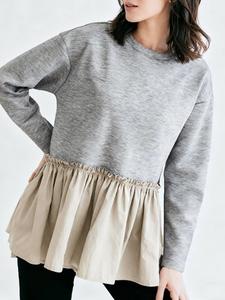 Топ с расклешенным низом из различных материалов. Женские топы Doux Belle, цвет Gray
