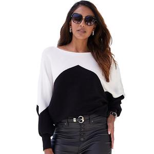 Женский свитер с цветными блоками и резинкой Lascana, White And Black