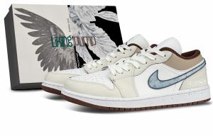 Баскетбольные кроссовки Air 1 с низким верхом, устойчивые к истиранию, винтажные, унисекс Jordan, Brown Blue