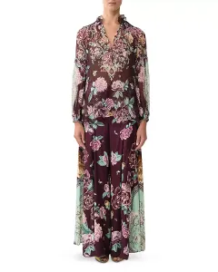 Шелковая блузка с цветочным принтом Camilla, мультиколор