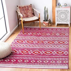 Ковер SAFAVIEH, 92 x 153 см, Adirondack Collection, Fuchsia & Ivory, дизайн Boho Tribal, не линяет и прост в уходе, идеален для помещений с высокой проходимостью: прихожая, гостиная, спальня (ADR277R)