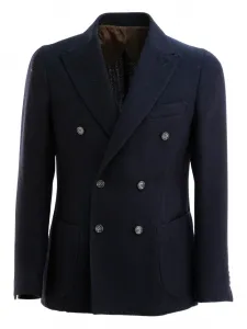 Двубортный пиджак из ткани "елочка" Barba, синий
