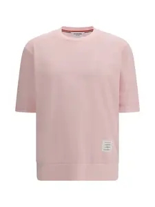 Футболка с короткими рукавами и ребристыми манжетами Thom Browne, розовый