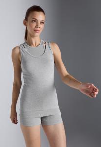 Топ Even&Odd active DOUBLE LAYER FINE RIB SLEEVELESS TOP, Mottled Light Grey