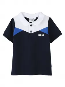 Рубашка поло со вставками BOSS Kidswear, синий
