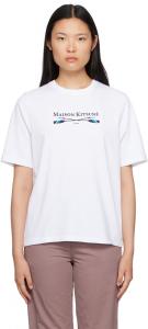 Белая футболка с вышивкой Maison Kitsune