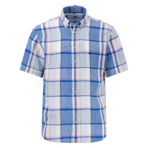 Рубашка с коротким рукавом Fynch Hatton Colorful Linen Checks, синий