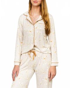 Пижамная рубашка Harvest Toile с длинными рукавами в цвете «Горлица/крем» The Royal Standard, Turtledove/Cream