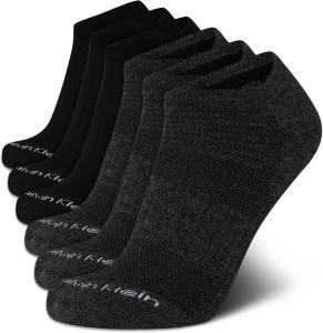 Мужские носки Calvin Klein No Show - 6 пар мягких хлопковых носков с низкой посадкой, мягкие, для мужчин, для занятий спортом и бега, Black/Charcoal