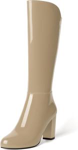 Женские вечерние модные ботильоны MODENCOCO с круглыми носками, лакированной застежкой-молнией, сексуальные на толстом каблуке, 8,4 см