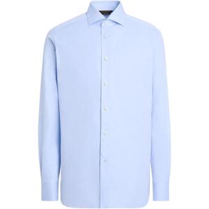 Длинная зауженная рубашка Ermenegildo Zegna, светло-голубая